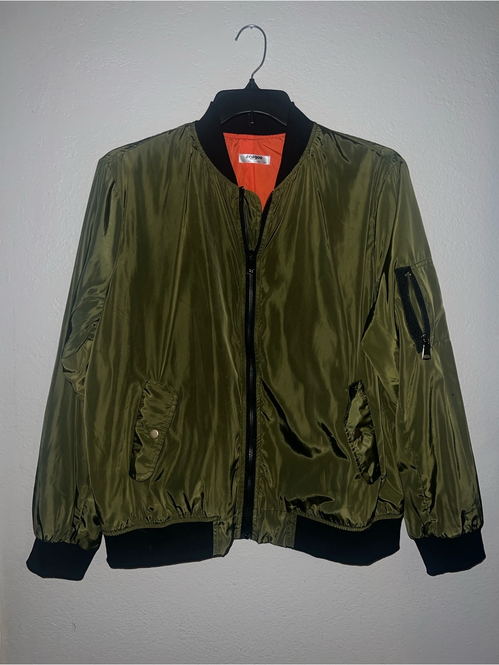 Olive Green Bomber Jacket - women